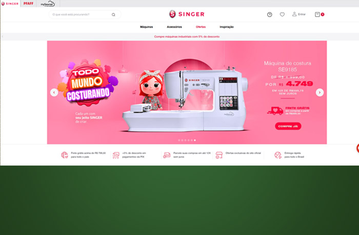 Singer apresenta novo site com IA e experiência de compra integrada