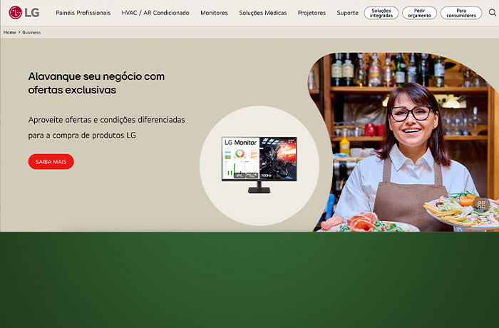 LG investe no segmento B2B com site dedicado para compras corporativas