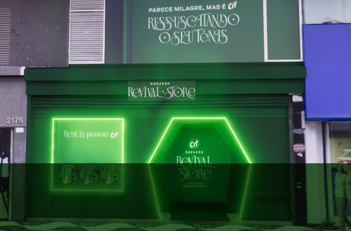 Cif cria loja pop-up para ressuscitar tênis sujos de festival