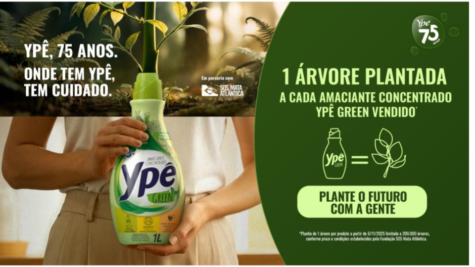 Ypê comemora 75 anos com campanha “Plante o futuro com a gente”, em parceria com a Fundação SOS Mata Atlântica